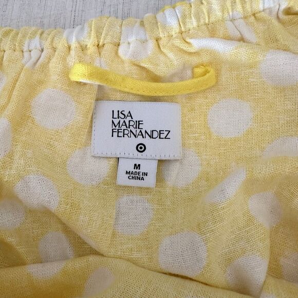 Lisa Marie Fernandez x Target Polka Dot Midi Dress Size M Yellow One Shoulder - Picture 4 of 9